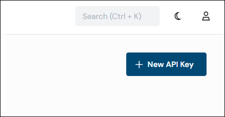 The New API Key button on the API Keys page.